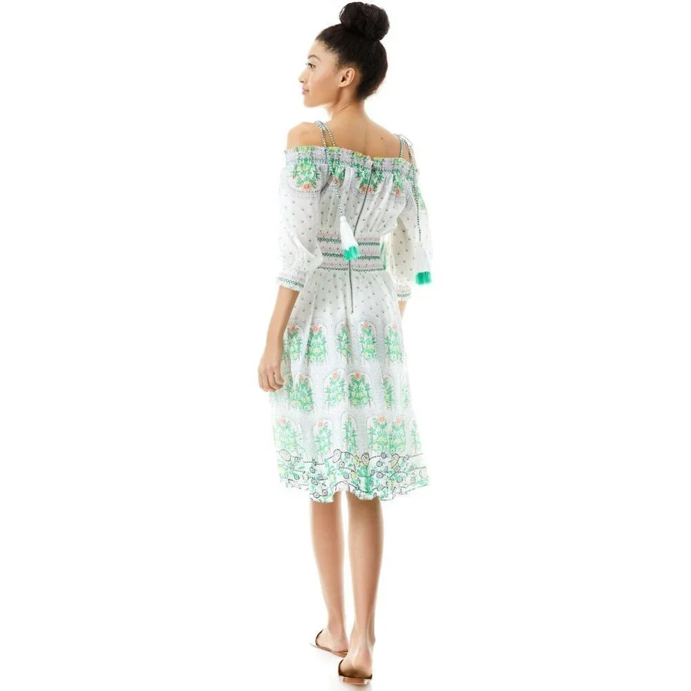 Alice + Olivia Sun Valley Trellis Multi White Green Dress $660 - Picture 4 of 14
